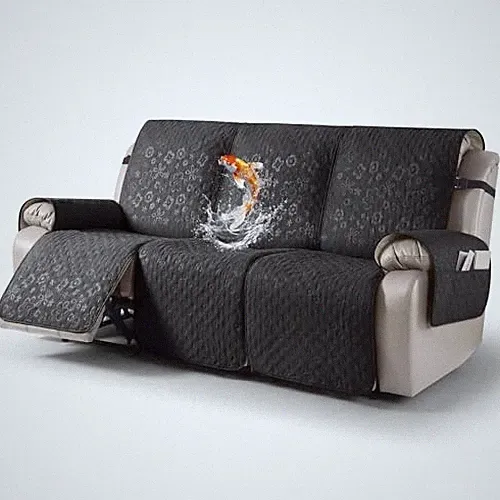 100% Waterproof Recliner Sofa Covers, Couch Covers with 3 Seater Charcoal Gray