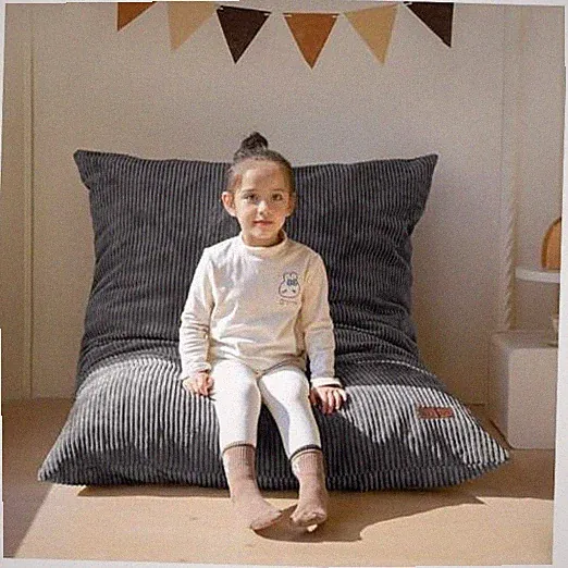 3 in 1 Kids Bean Bag Chair Bed, Convertible Chair Folds from 50"x35" Charcoal