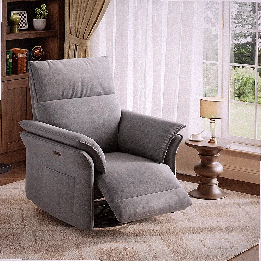 360° Modern Swivel Manual/Power Upholstered Recliner Chair Rocker Glider Recline