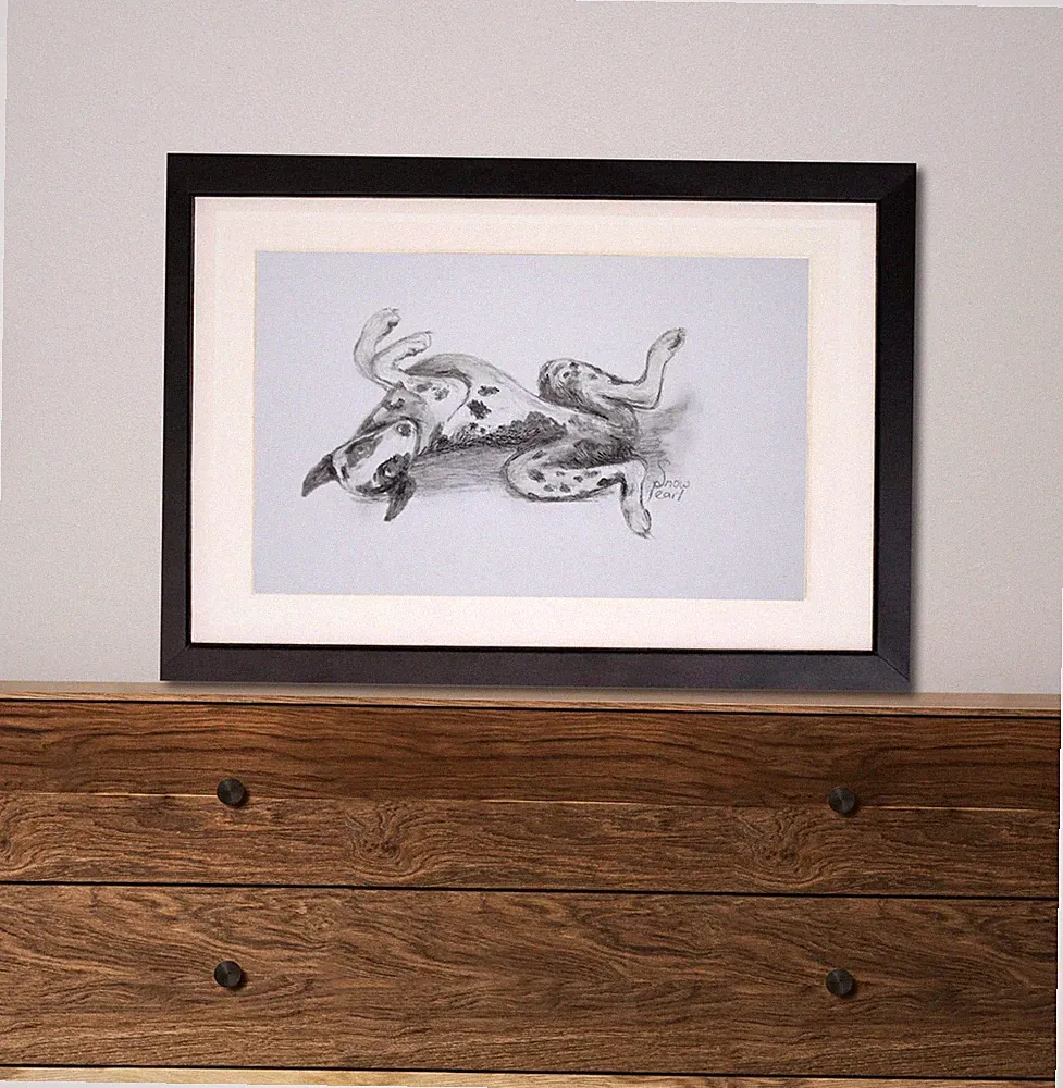 Charcoal Dalmatian Dog reclining drawing By Snow Pearl