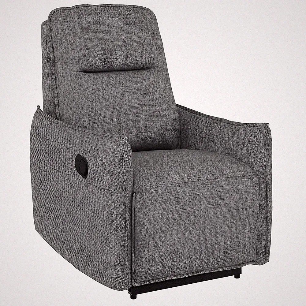 Charcoal Fabric Modern Recliner Chair, Pillow-edge seams (2-Pack)