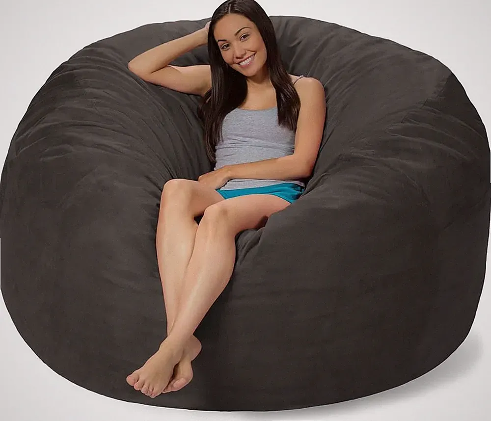 Charcoal Furry Memory Foam Bean Bag Chair for Supreme Comfort