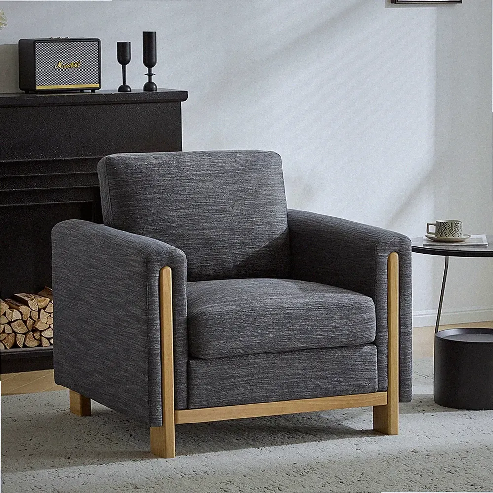 Cozy Charcoal Accent Chair - Stylish Upholstery Lounge Chair for Living Room