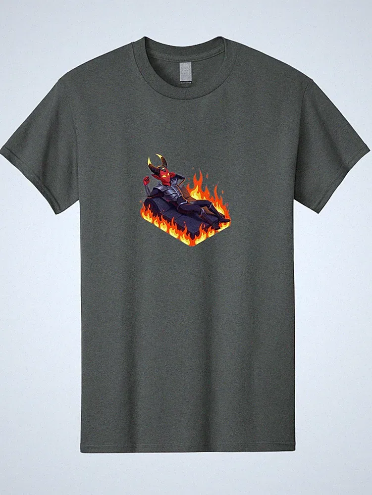 Demon-Reclining-On-Rocks Mens Graphic Tee, 100% Cotton, Casual Summer Wear