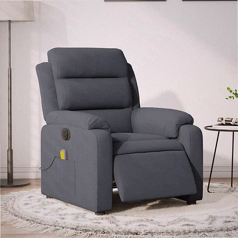 Electric Massage Recliner Chair Dark Gray Velvet