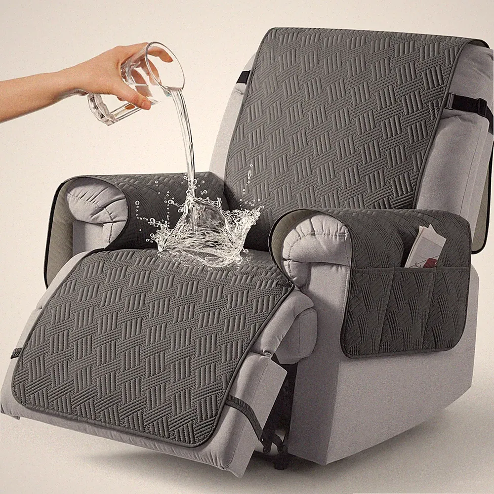 KinCam Waterproof Recliner Chair Cover, Armchair 1 Seater, Charcoal Grey