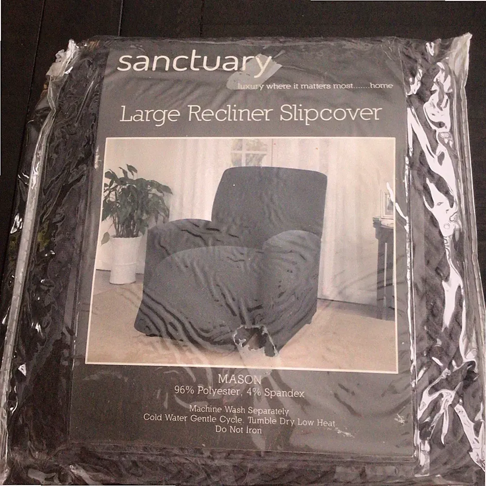 Mason Stretch Basket weave Recliner Chair Seat Slipcover Charcoal Polyester