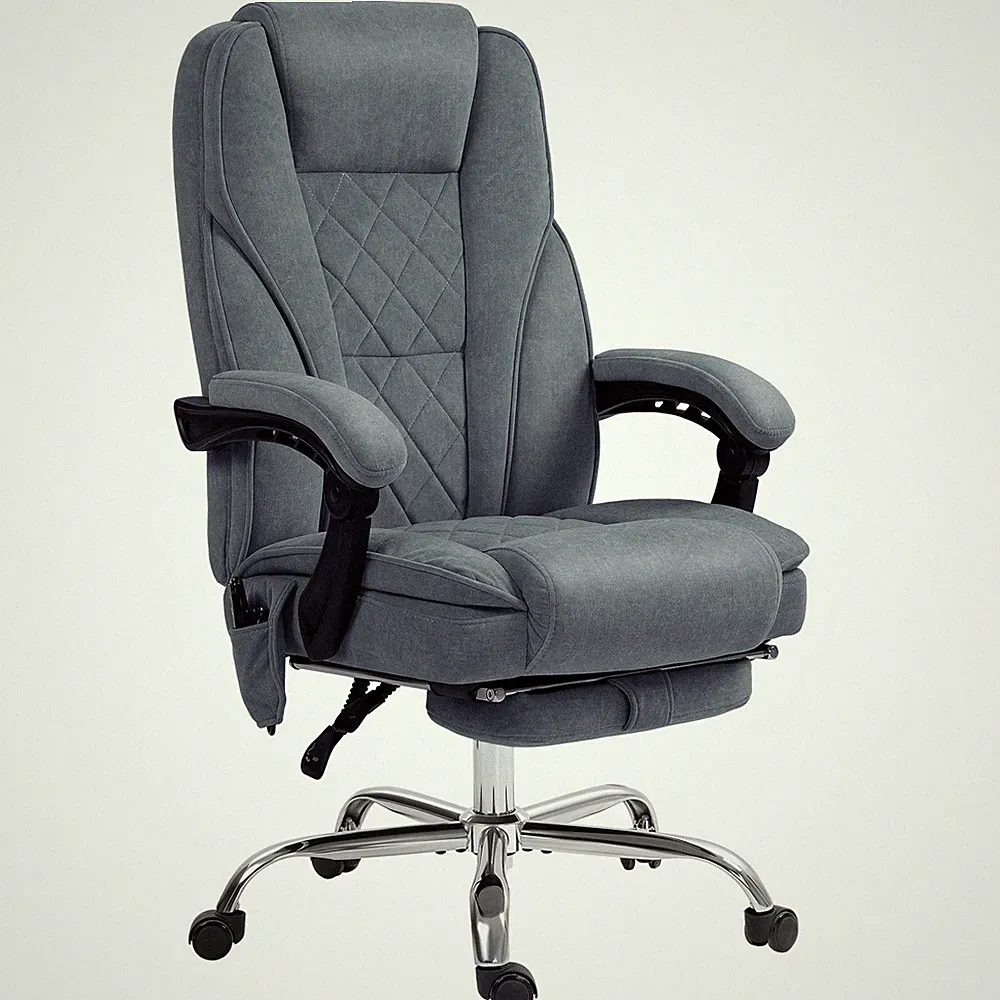 Massage Office Chair with 6 Vibration Points Heating and Footrest Charcoal Gray
