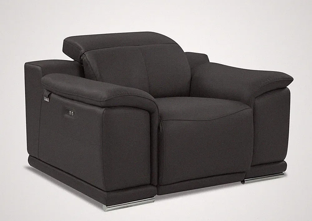 Mod Charcoal Gray Italian Leather Recliner Chair