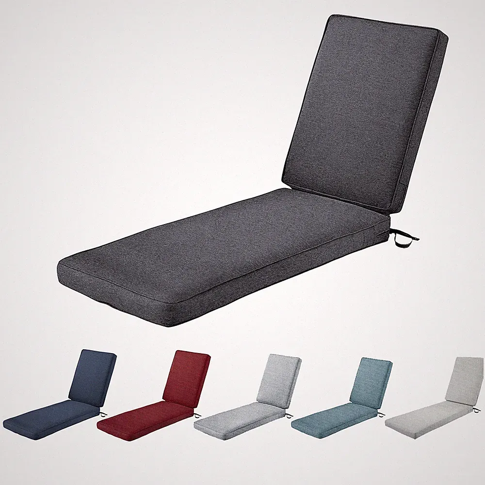 Outdoor Waterproof Patio Chaise Lounge Cushion w/ Support Sponge Removable Cover