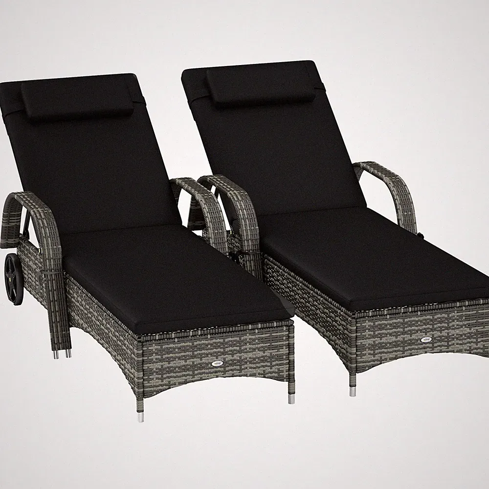 Reclining Patio Chair Set Outdoor with Armrests & Cushions