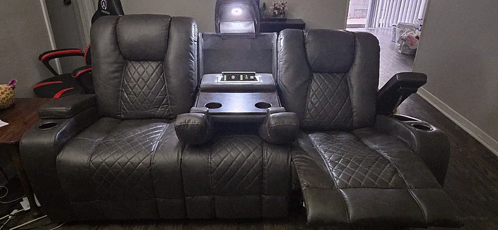 Three Seat Recliner Couch With Power Outlets And Rocking Recliner
