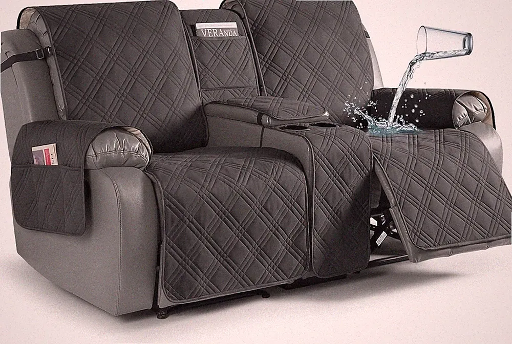 Waterproof Loveseat Recliner Cover with Console, Non-Slip