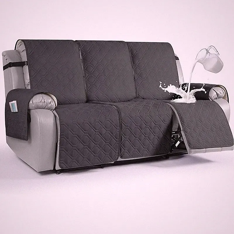 Waterproof Recliner Cover Anti-Slip Protector W/ Storage Pockets Durable Fabric
