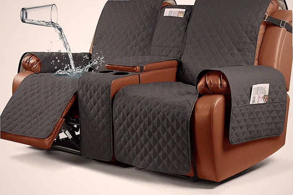 Waterproof Recliner Loveseat Cover for Pets - Charcoal Grey, 2 Seater