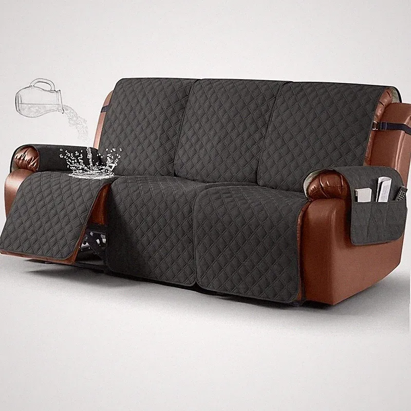 Waterproof Recliner Sofa Cover Anti Slip Washable Furniture Protector W/ Pockets